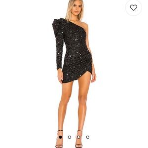 Black sparkly one shoulder mini dress!